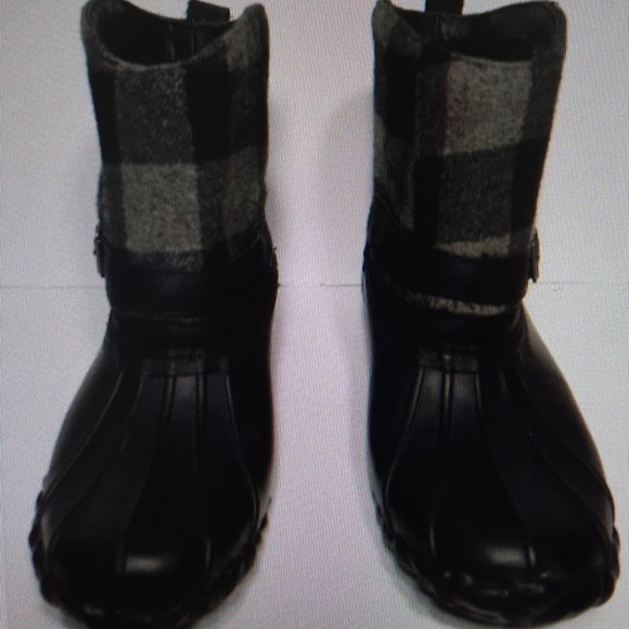 Chooka Eastlake Wool Quilted Duck Boots Waterproof Blk/Gray Duck Boots Size 10 - Picture 2 of 11